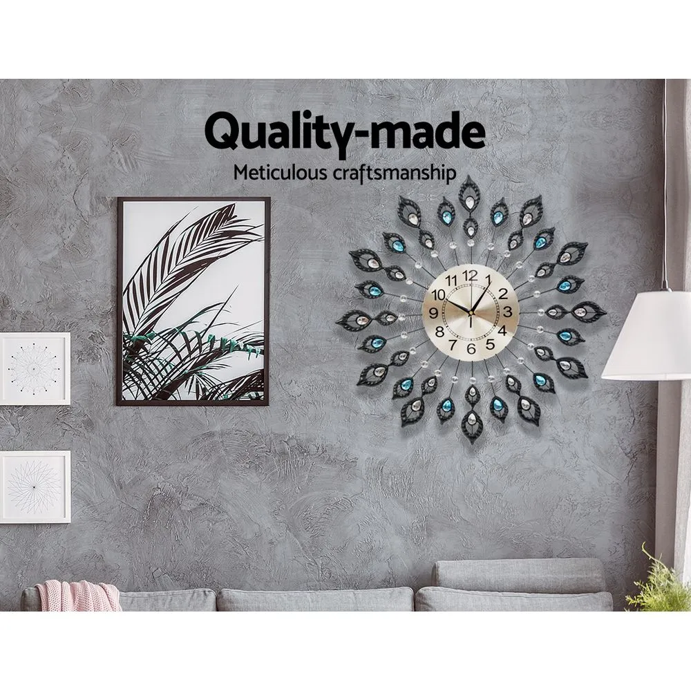 60cm Large Metal Wall Clock, Peacock Style, Artiss
