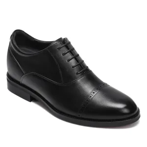 8 CM / 3.15 Inches CMR CHAMARIPA Men's Black Calfskin Elevator Oxford Shoes