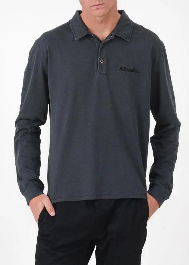 Afends Mens Stuffs - Long Sleeve Polo Shirt