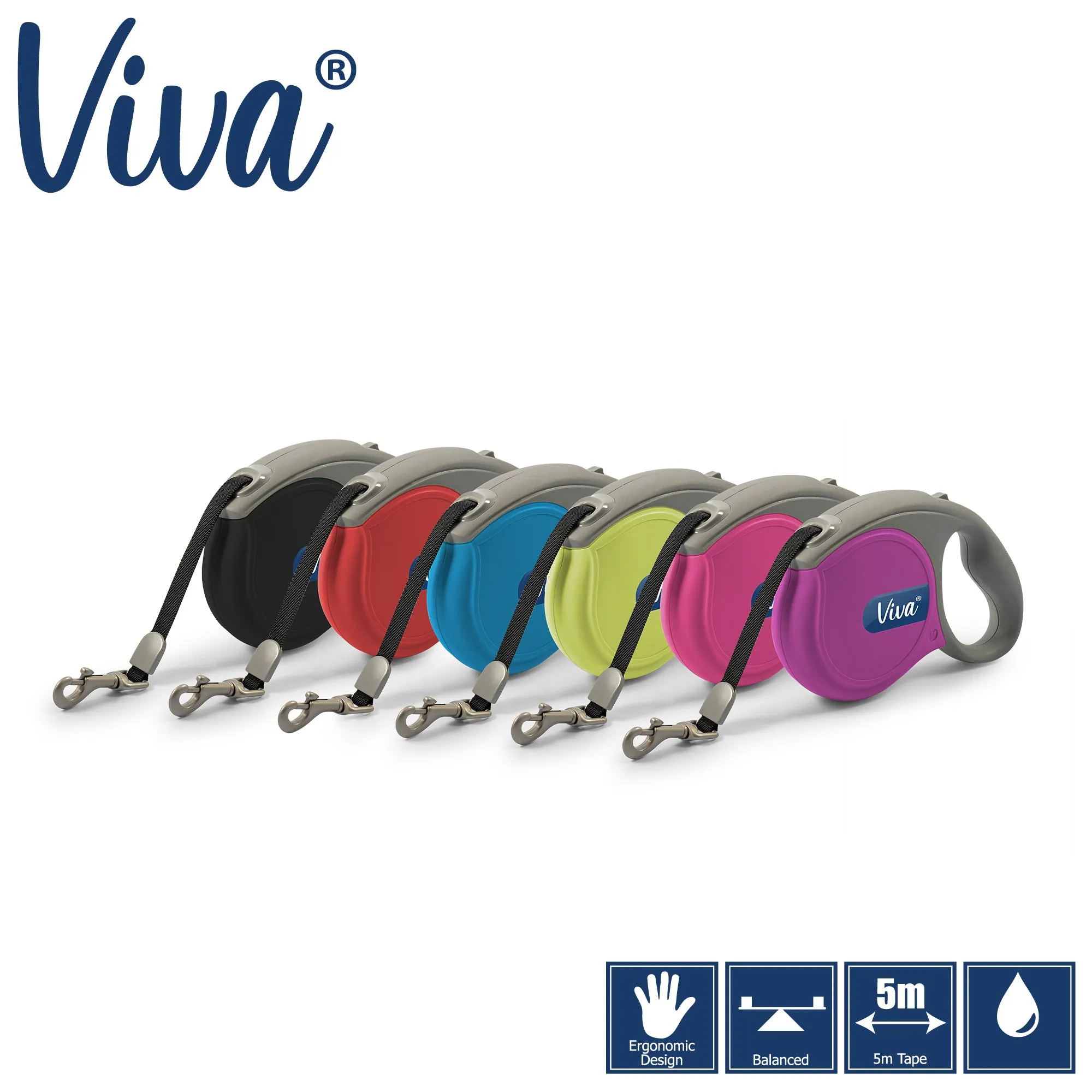 Ancol - Viva Retractable 5m Lead - Black - Medium