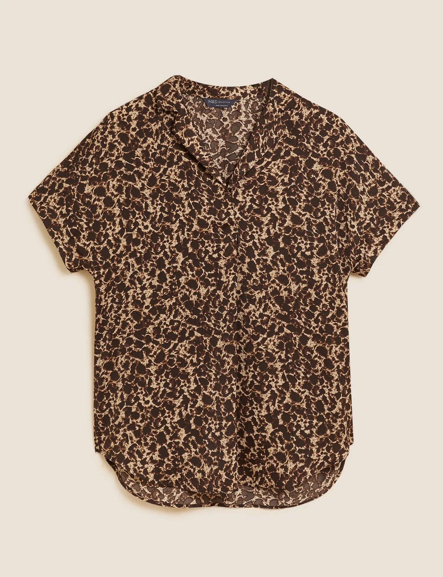 Animal Print Short Sleeve Popover Blouse