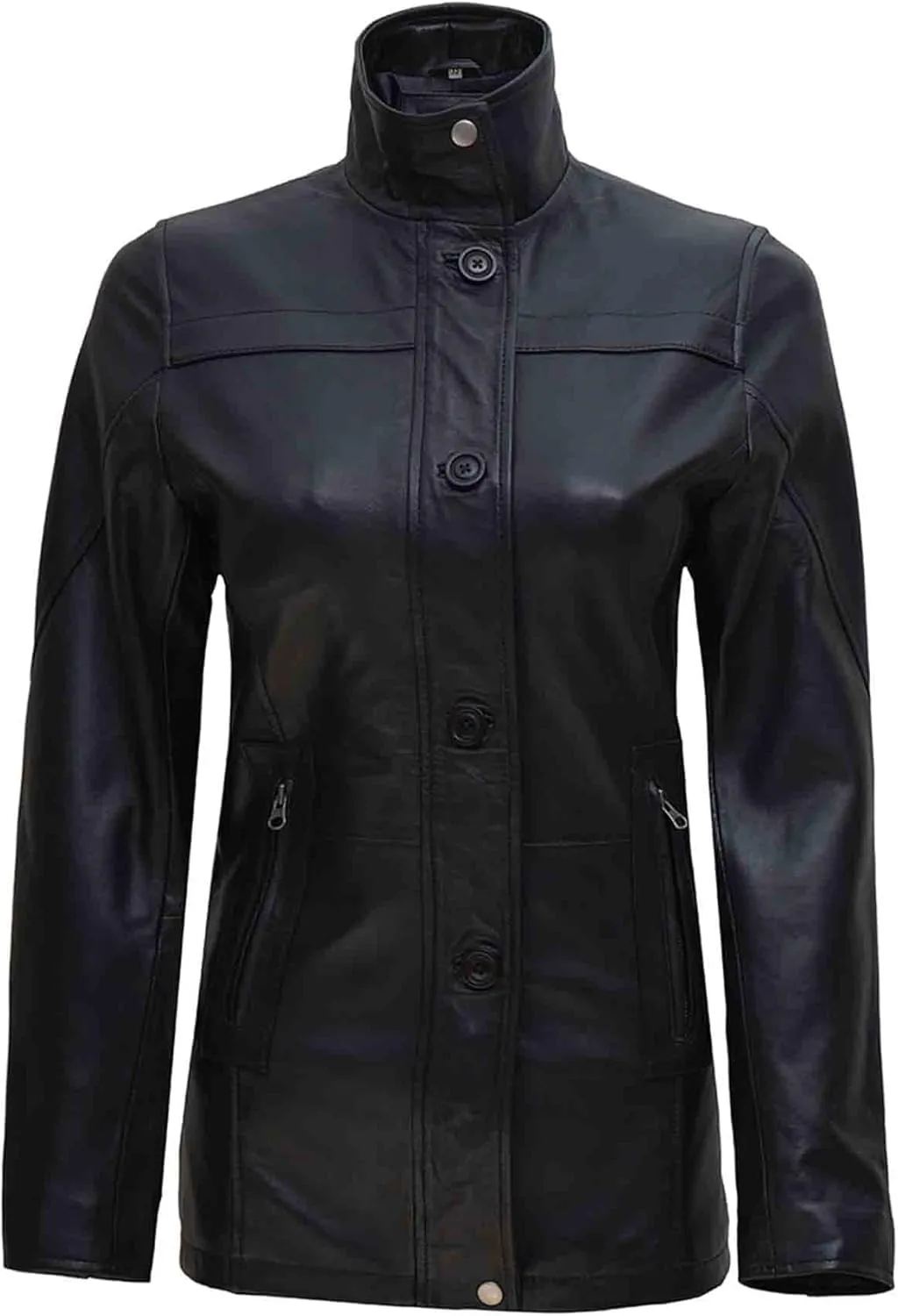 Blingsoul Leather Car Coats for Womens - Black Brown Real Long Leather Jacket Women