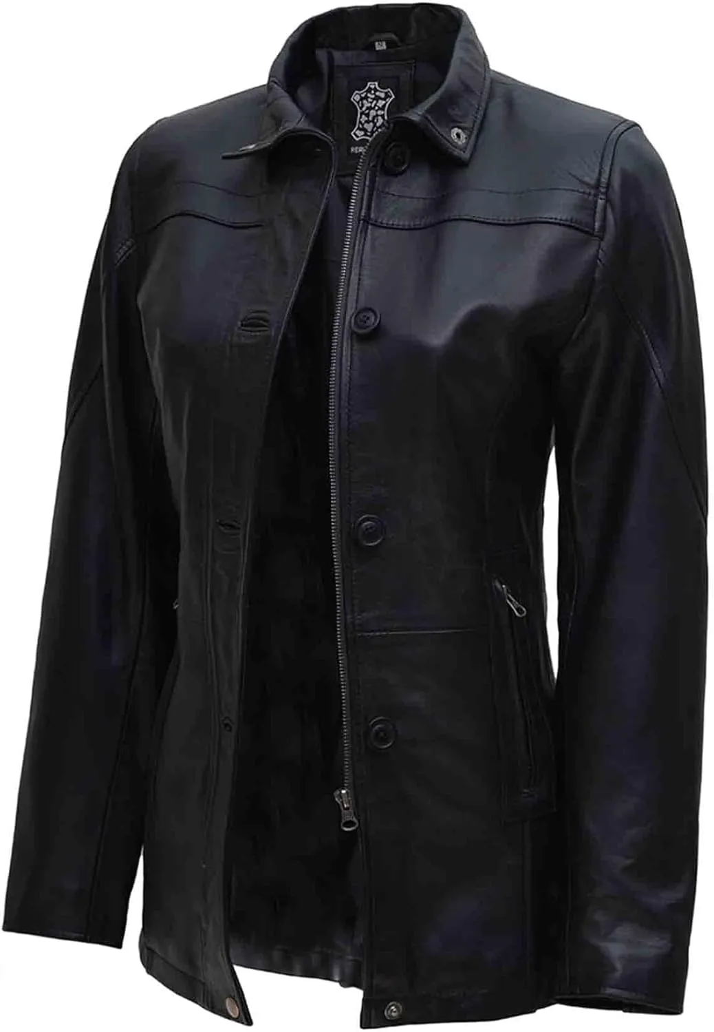 Blingsoul Leather Car Coats for Womens - Black Brown Real Long Leather Jacket Women