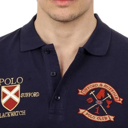 Blue M Ufford & Suffolk Polo Club Mens Polo Short Sleeves US007 NAVY BLUE