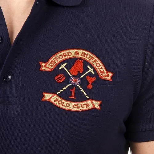 Blue M Ufford & Suffolk Polo Club Mens Polo Short Sleeves US007 NAVY BLUE