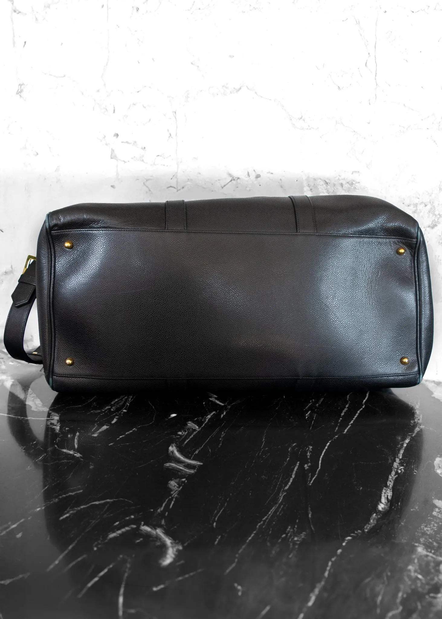 Chanel Boston Black CC Logo Caviar Leather Boston Bag   Strap