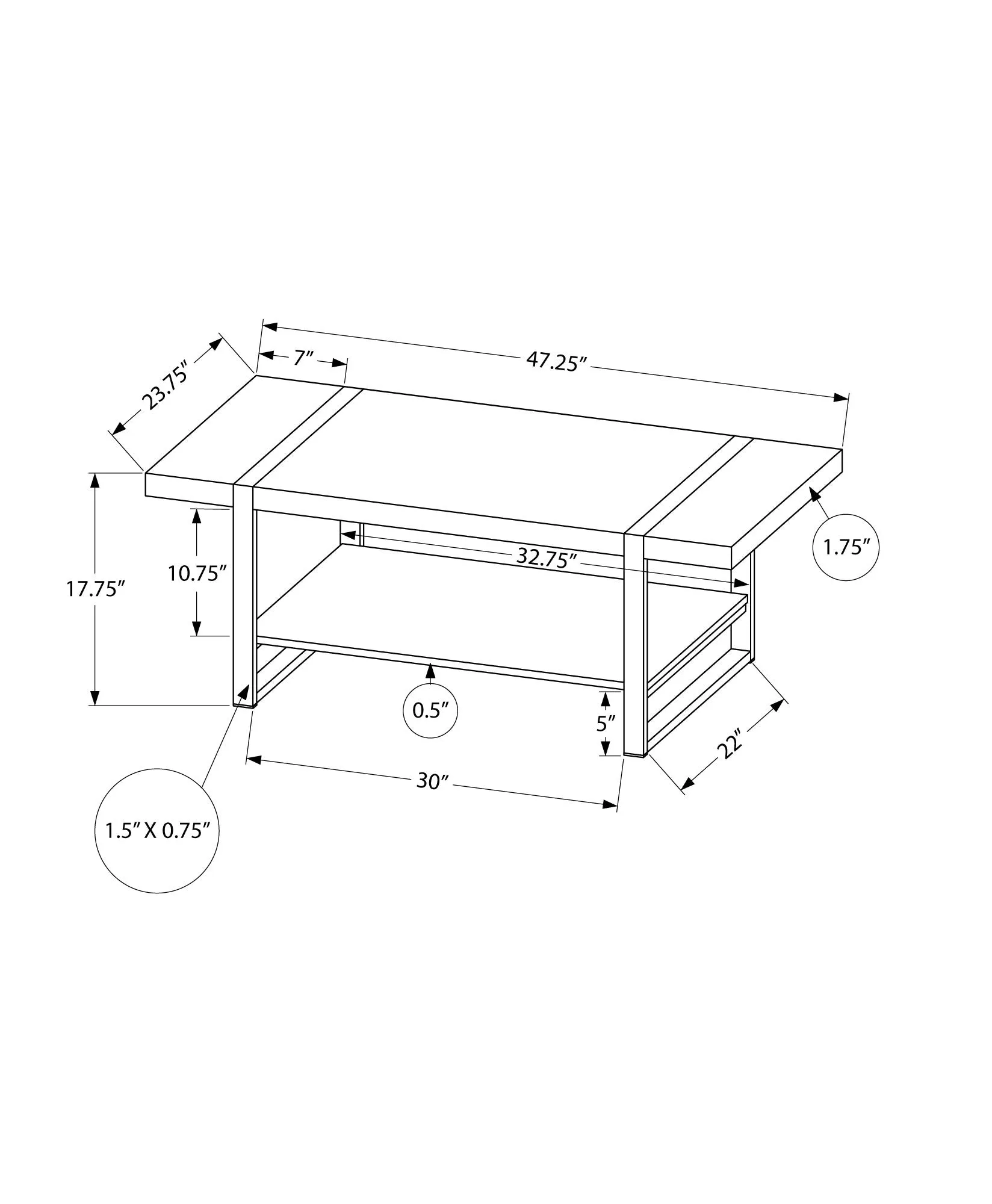 Coffee Table - Grey Reclaimed Wood-Look / Black Metal