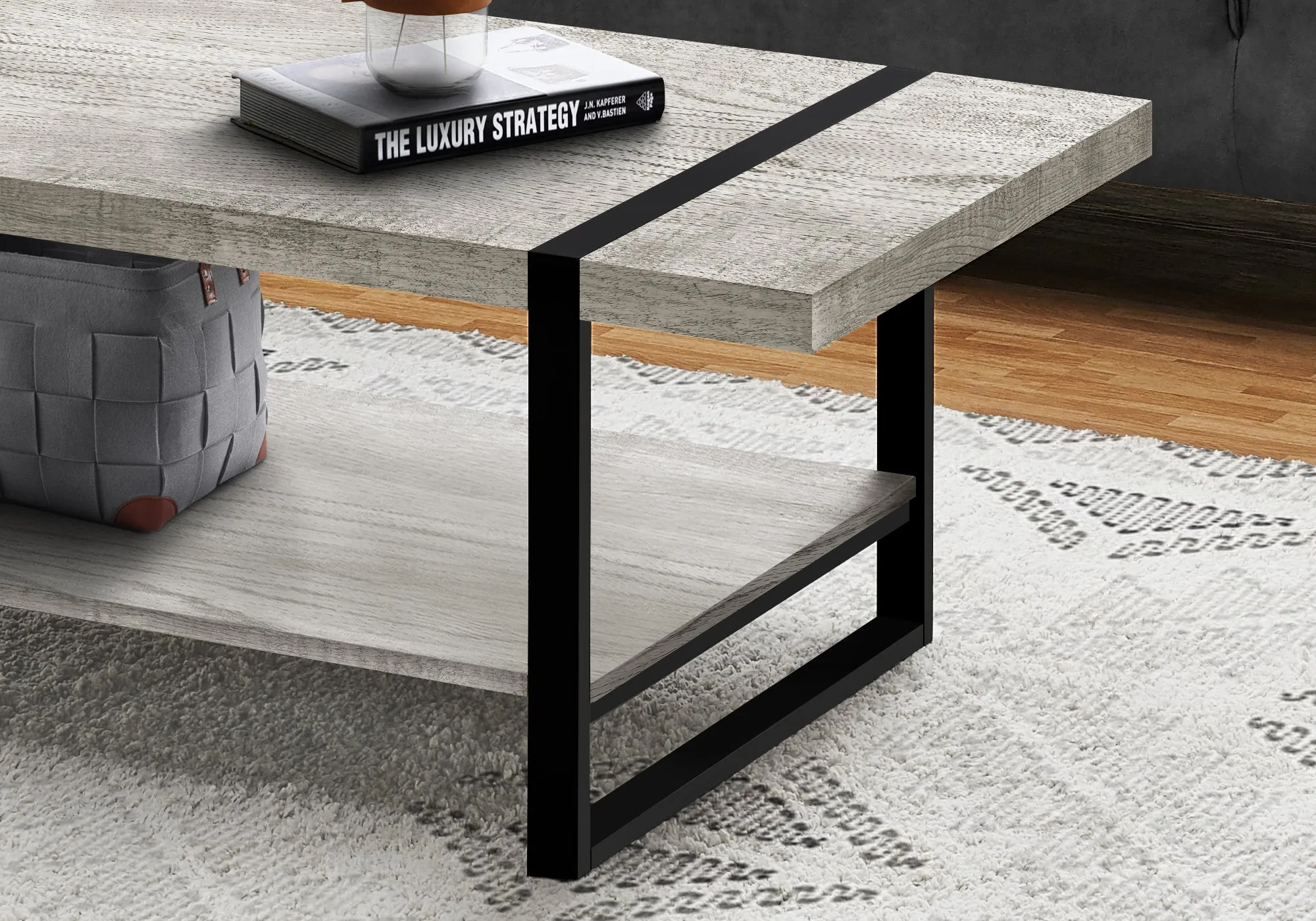 Coffee Table - Grey Reclaimed Wood-Look / Black Metal