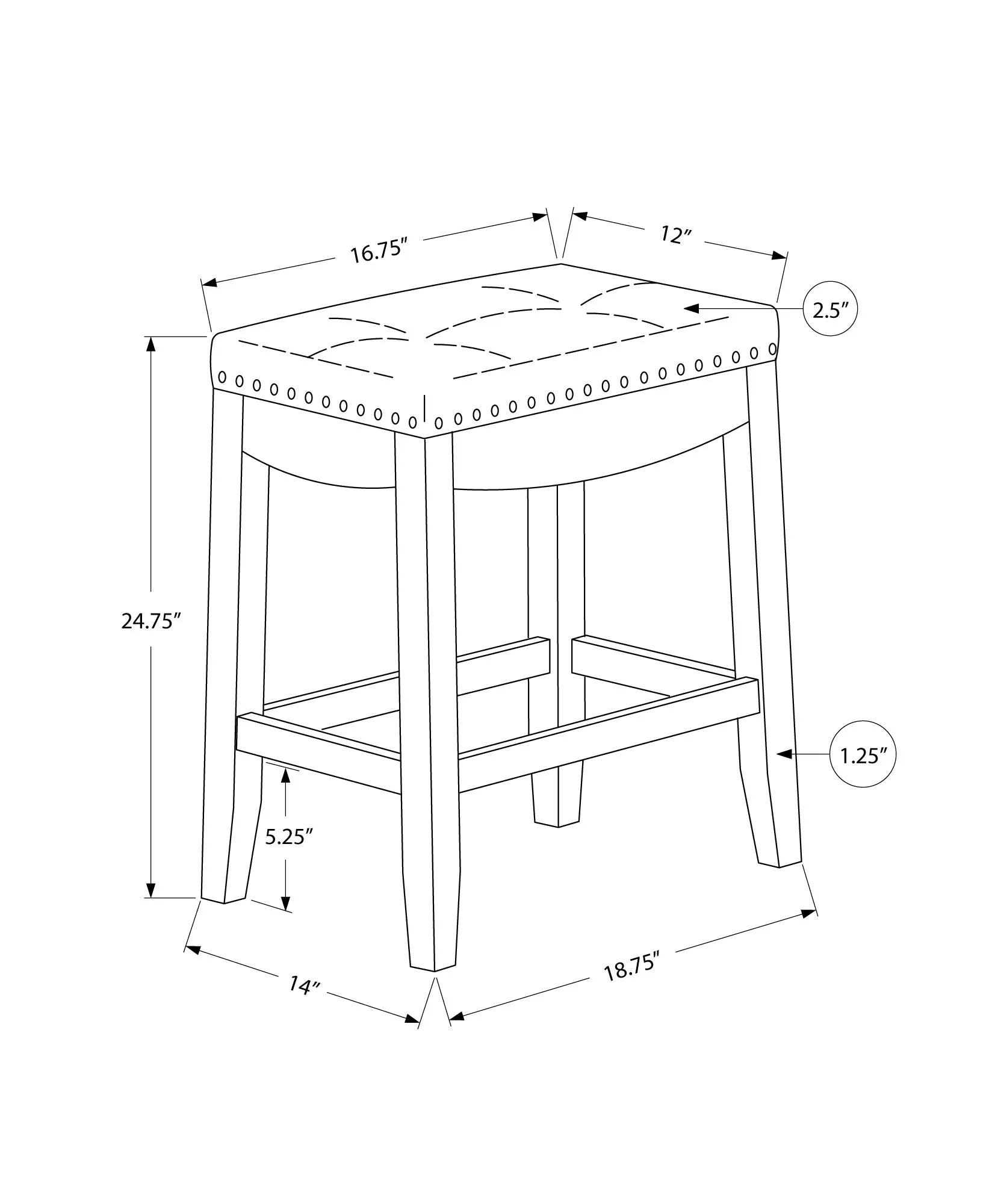 Counter-Height Stool / 24"H / Grey Leather-Look / White - Set of 2