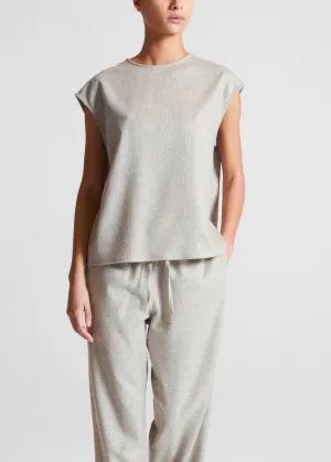 Dasha Top Oat Wool Cashmere Flannel