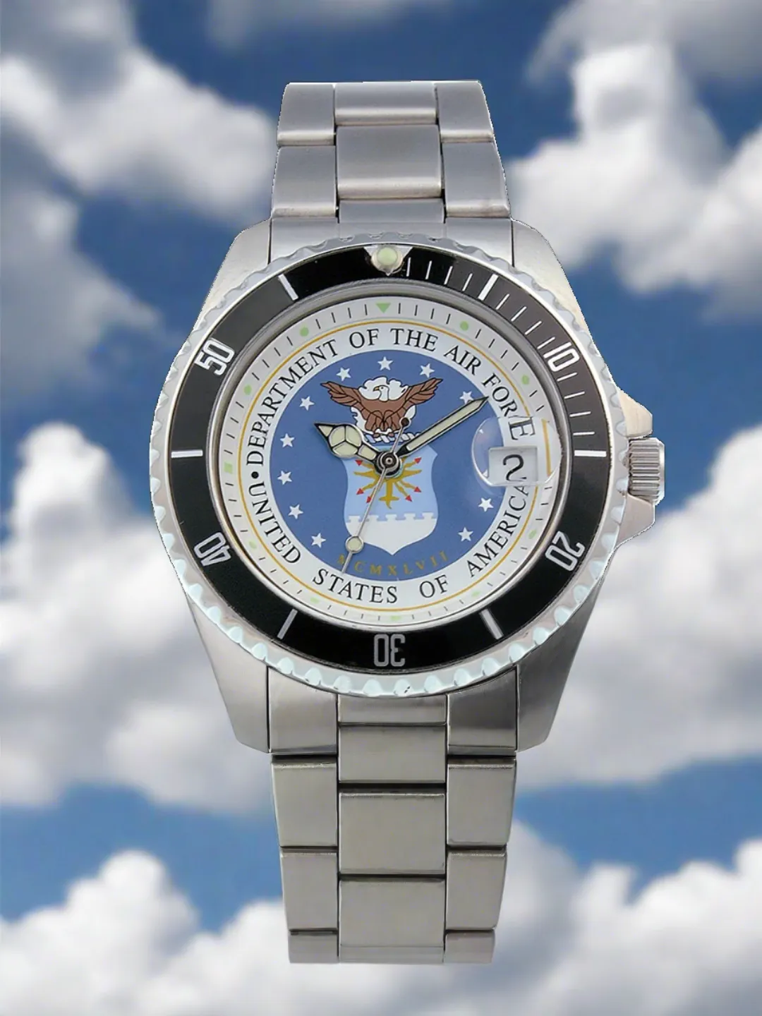 Del Mar Watches Men's Air Force Military Watch - Stainless Steel Bracelet #50445