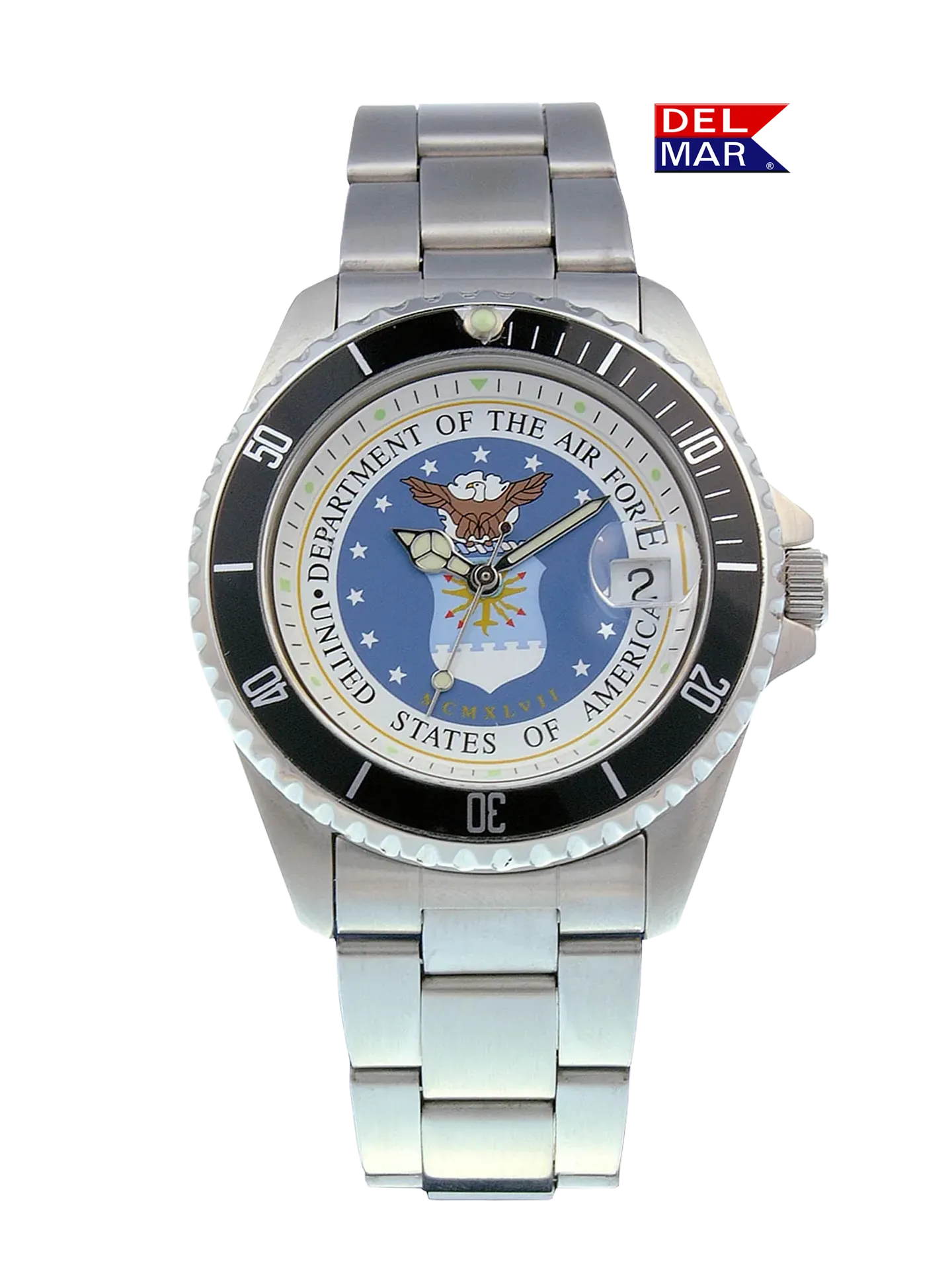 Del Mar Watches Men's Air Force Military Watch - Stainless Steel Bracelet #50445