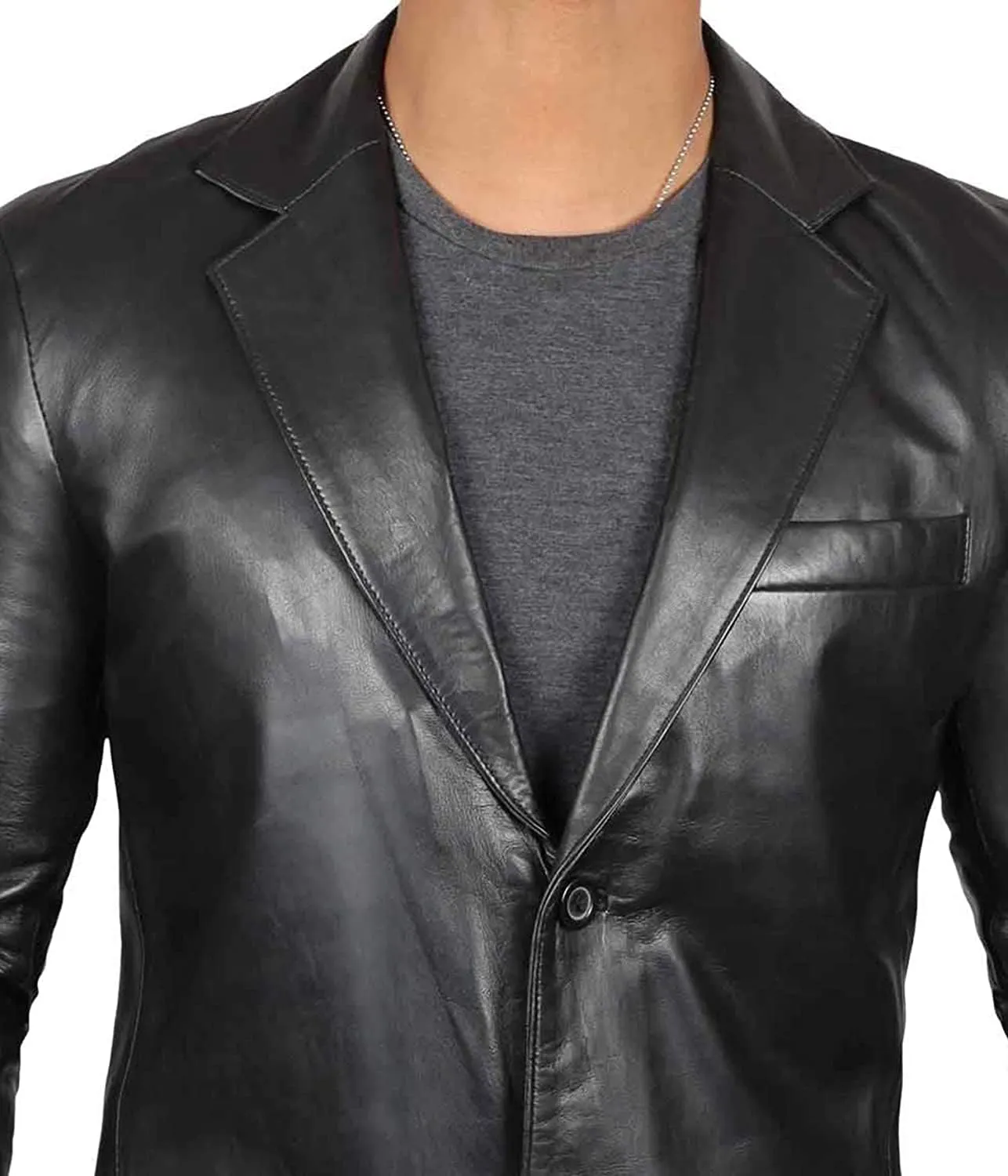 fjackets Leather Blazer for Men - Black & Brown Real Lambskin Casual Men's Leather Jacket Coats