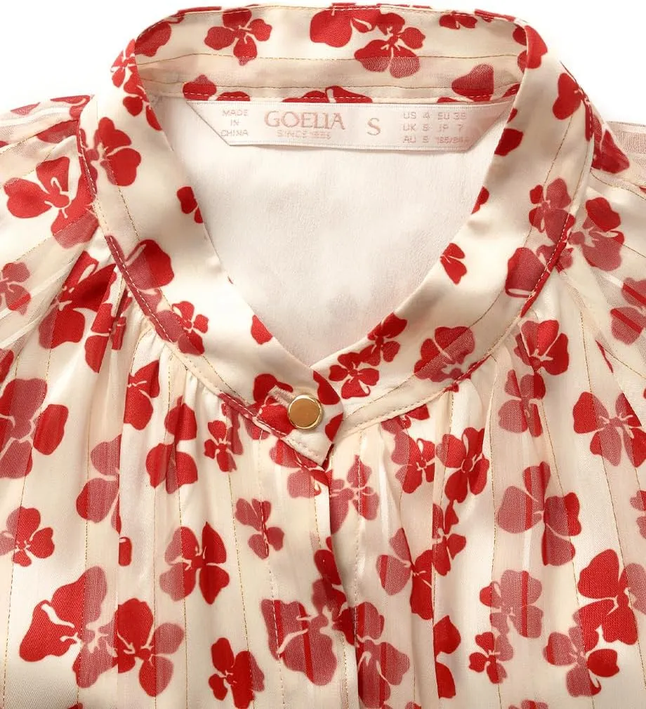 Floral Dress for Women 3/4 Sleeve Casual Midi Dress with Gathered Wasit for Teacher, Work, Wedding Guest, Cocktail