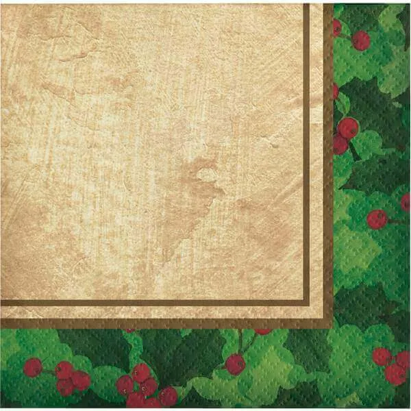 Gilded Holly Beverage Napkins