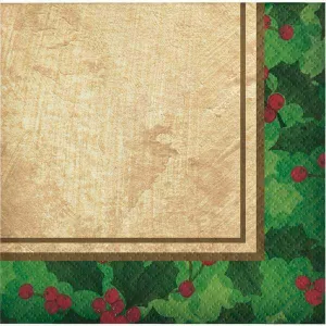 Gilded Holly Beverage Napkins