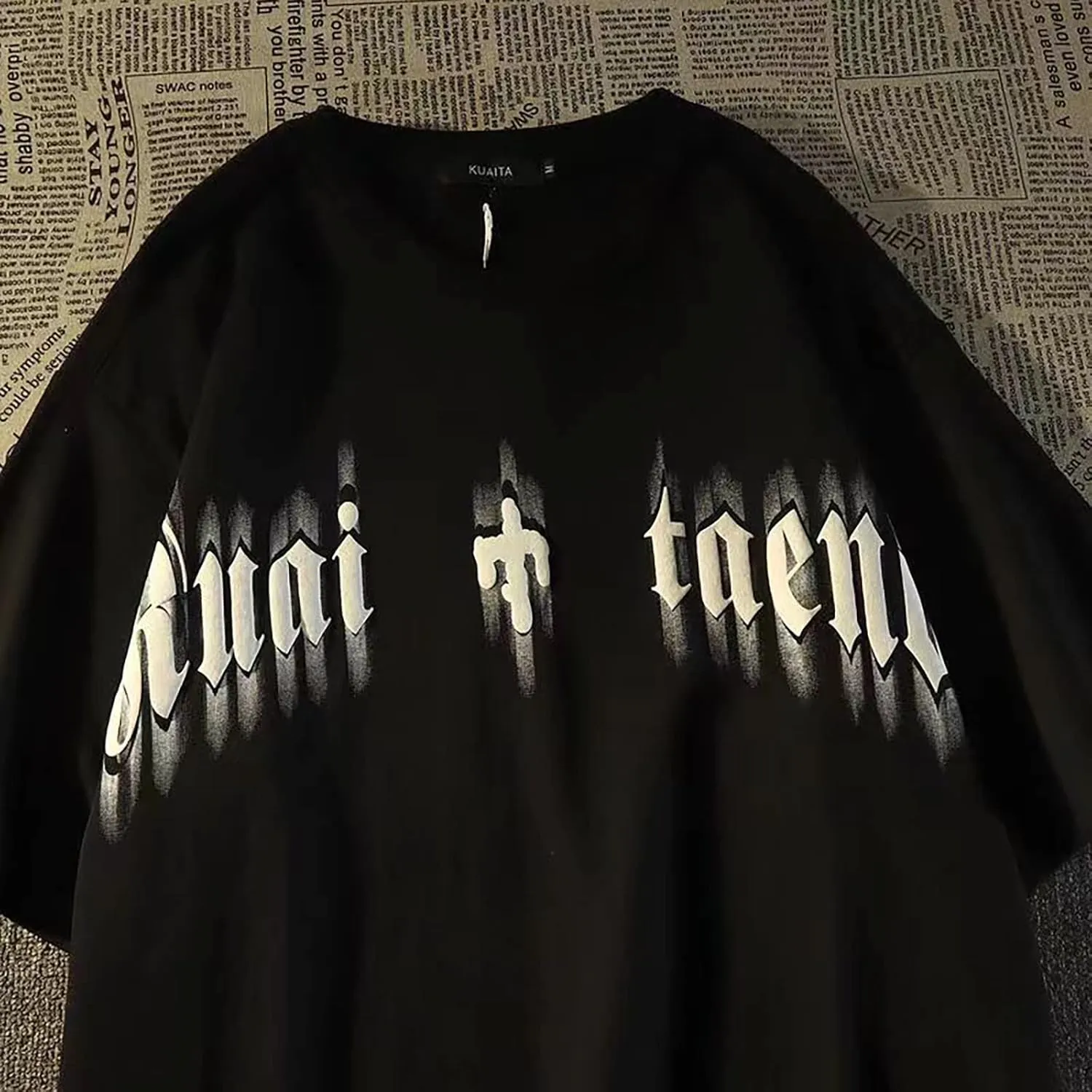 Gothic Casual Loose Oversized T-Shirt Harajuku Street Trend Men and Women Personalized Print Rock Animation Punk