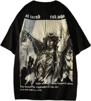 Gothic Casual Loose Oversized T-Shirt Harajuku Street Trend Men and Women Personalized Print Rock Animation Punk