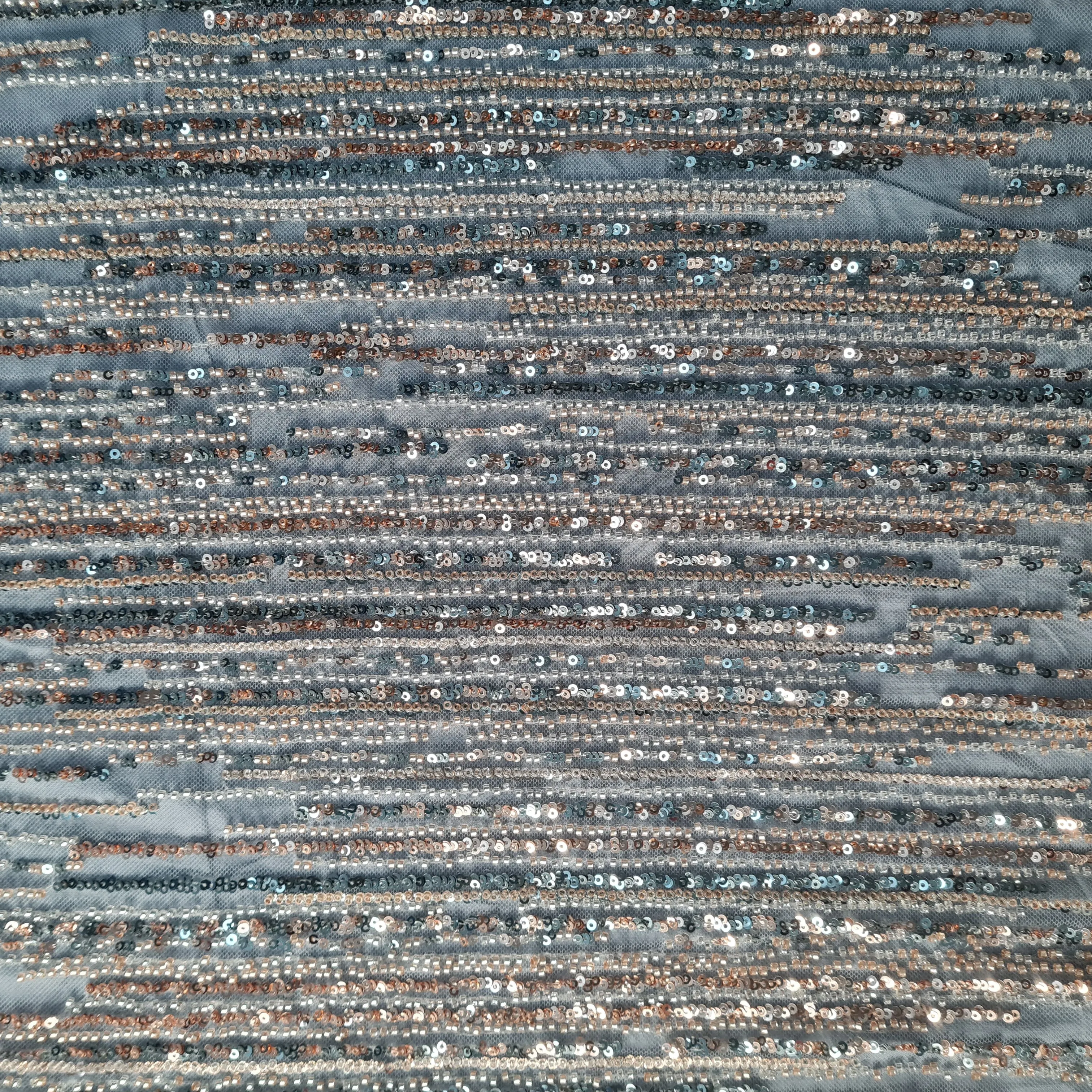 Grey Cut Dana Embroidery Net Fabric 17850