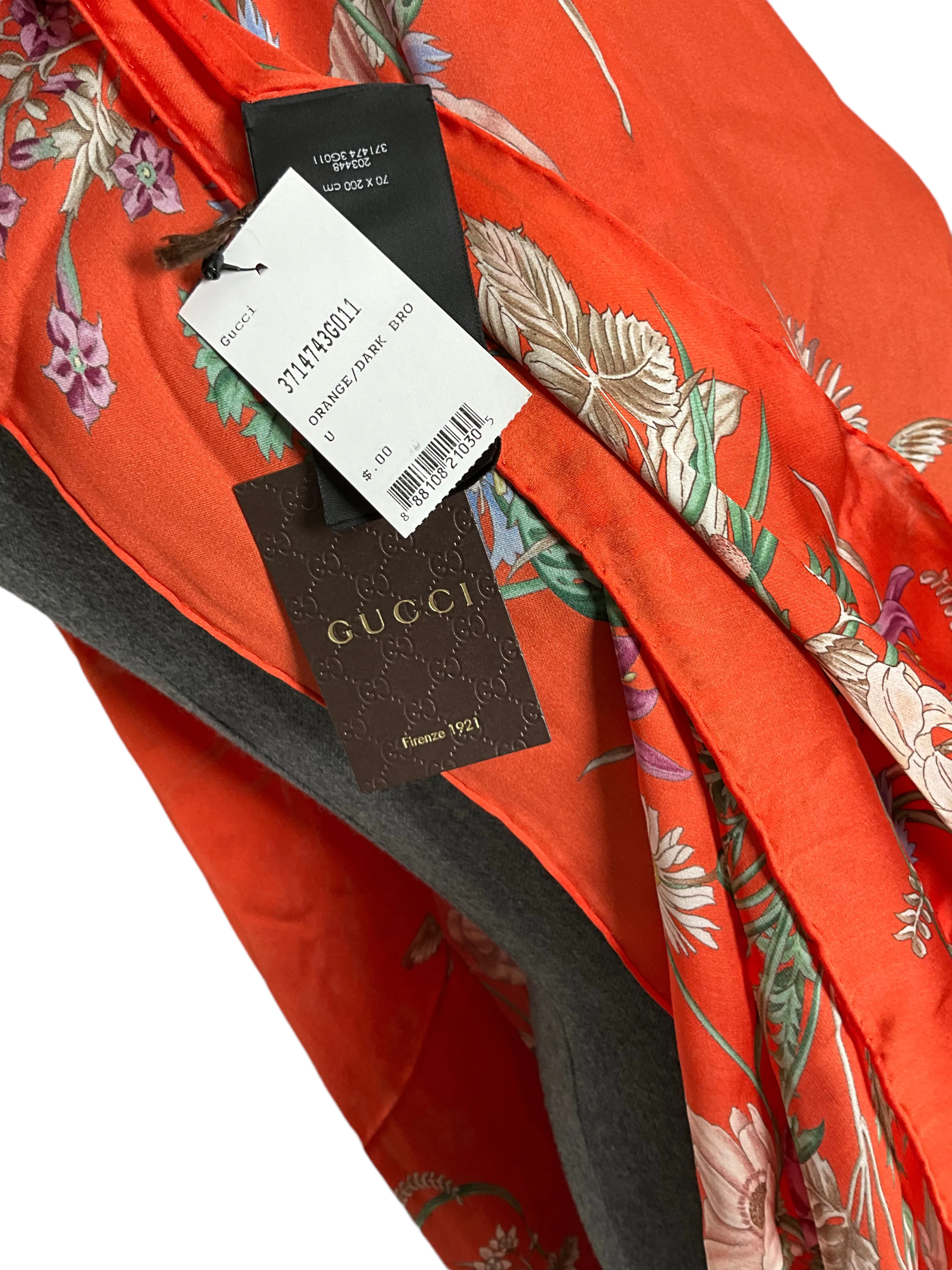 GUCCI Floral Printed Silk Oblong Scarf NEW