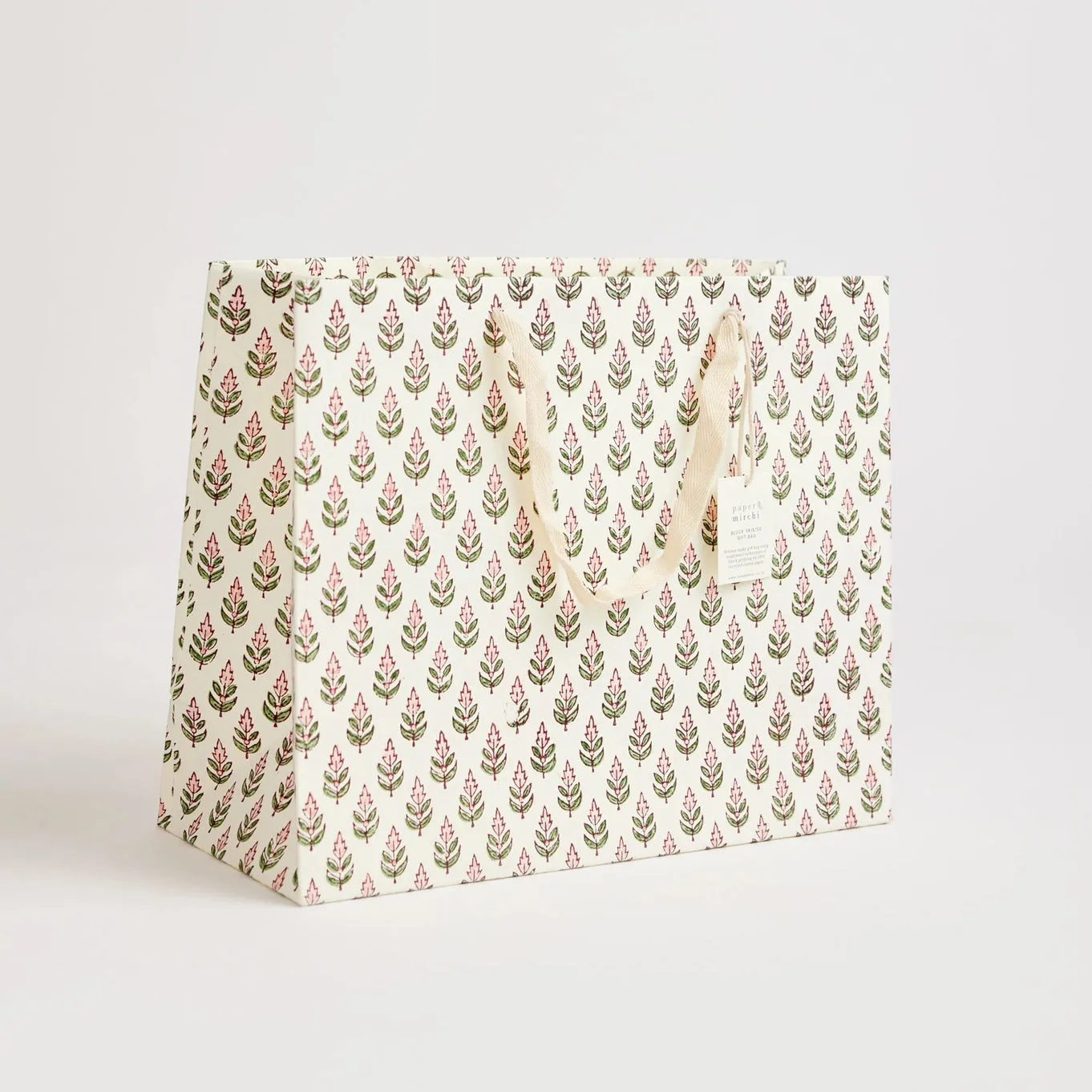 Hand Block Printed Gift Bags Blush - Large