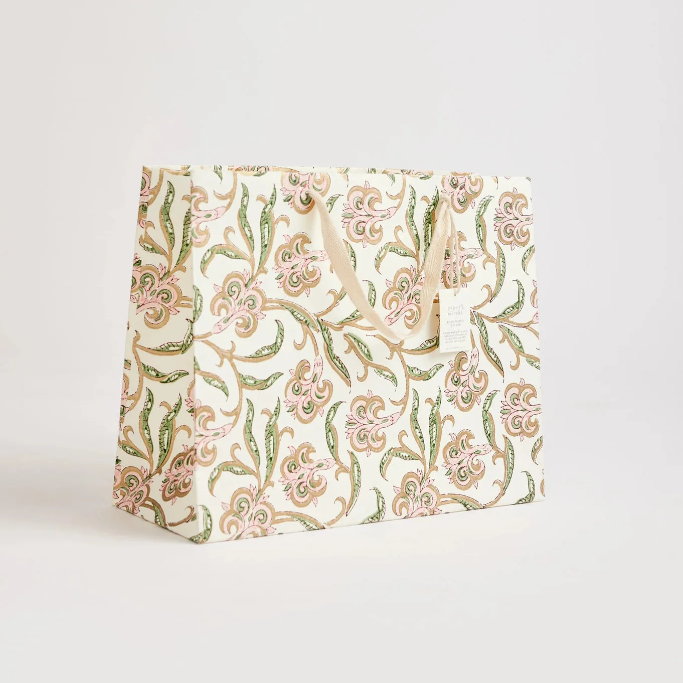 Hand Block Printed Gift Bags Blush - Large