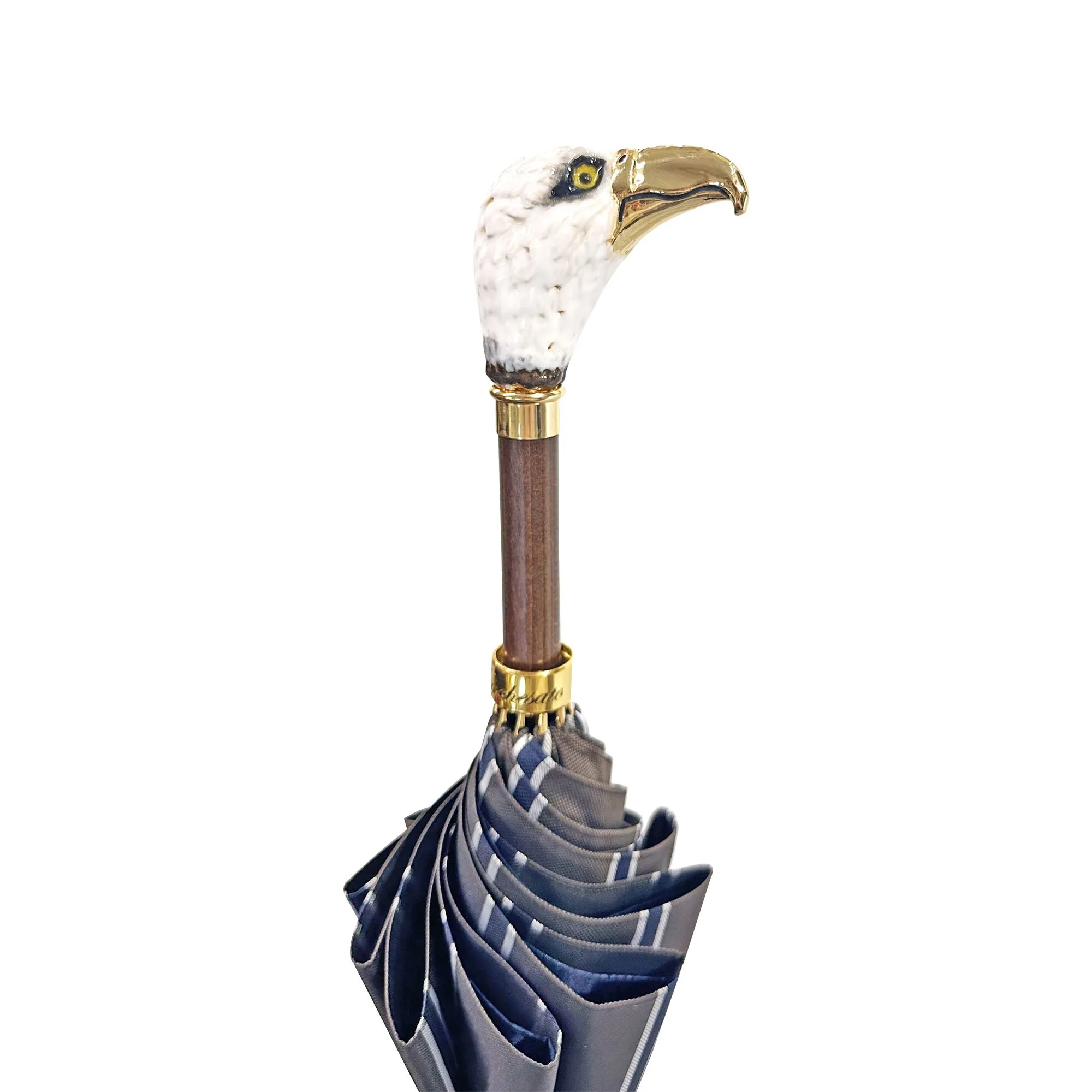 Handmade umbrella with enameled Goldplated 24K Eagle