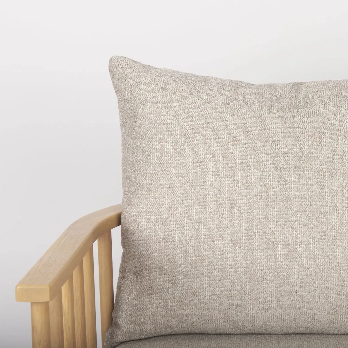 Kopari Accent Chair Beige Fabric | Light Brown Wood
