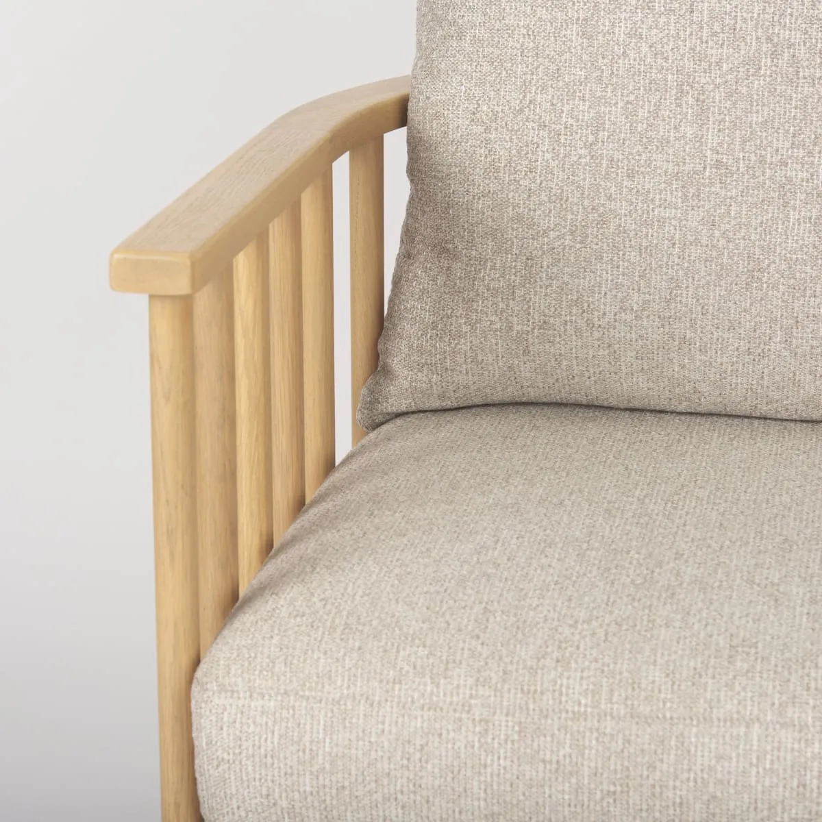 Kopari Accent Chair Beige Fabric | Light Brown Wood