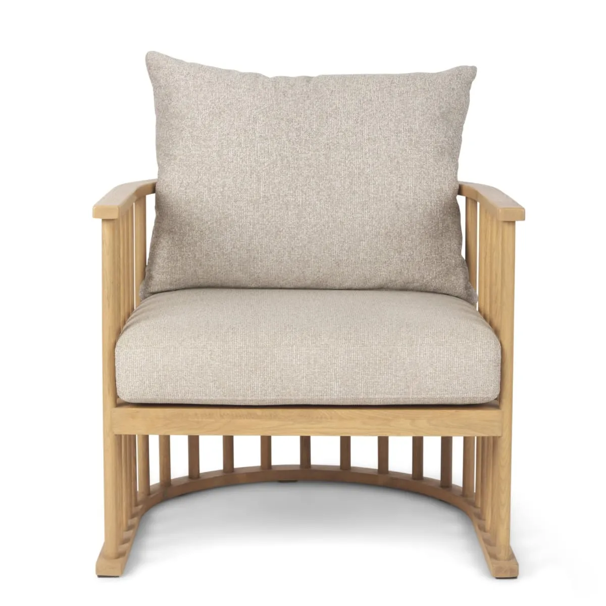 Kopari Accent Chair Beige Fabric | Light Brown Wood