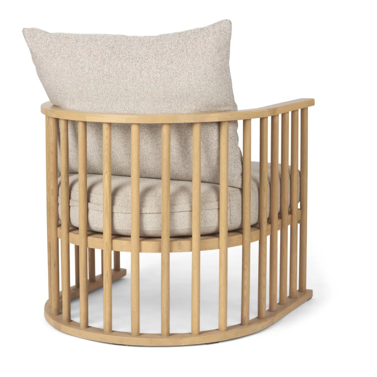Kopari Accent Chair Beige Fabric | Light Brown Wood