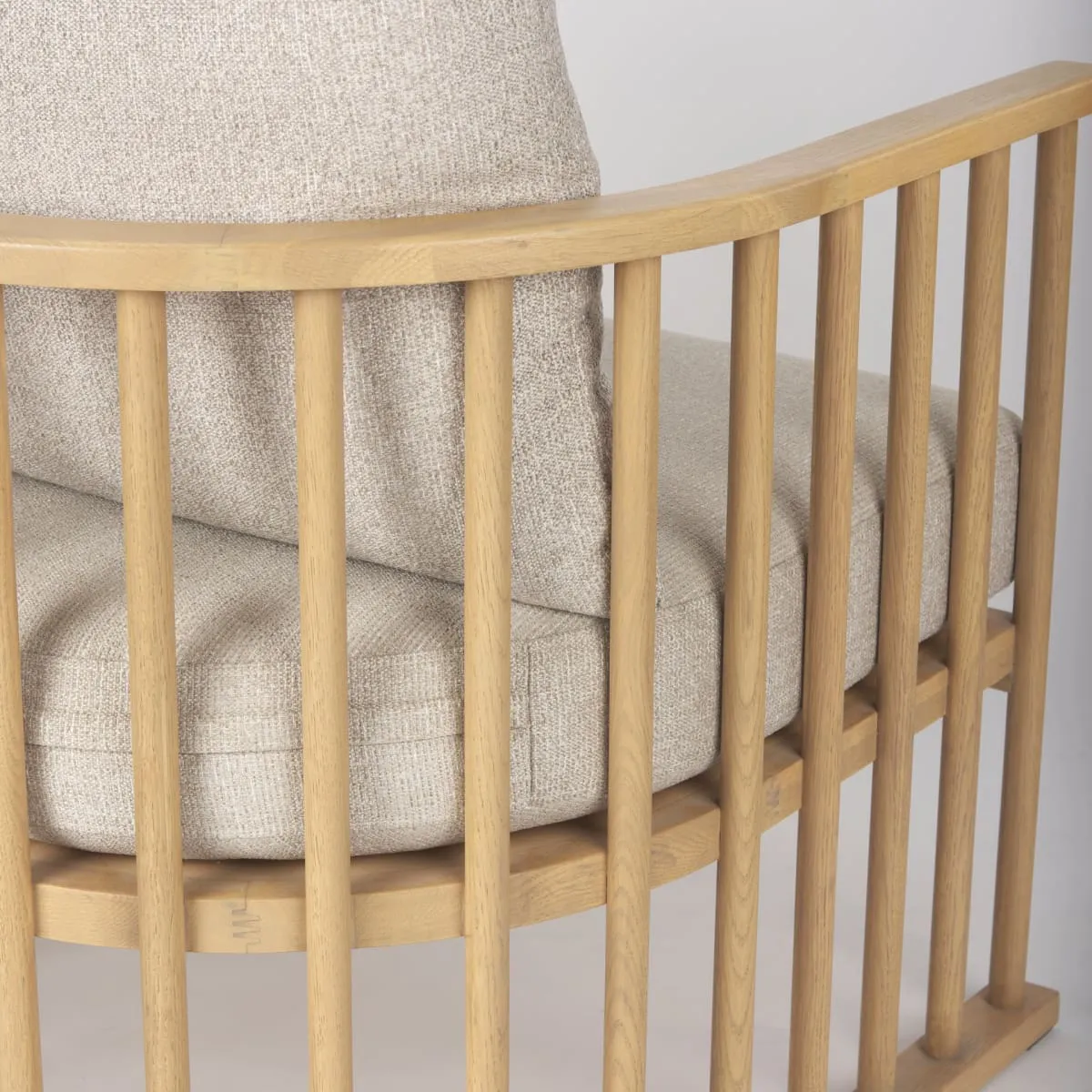 Kopari Accent Chair Beige Fabric | Light Brown Wood