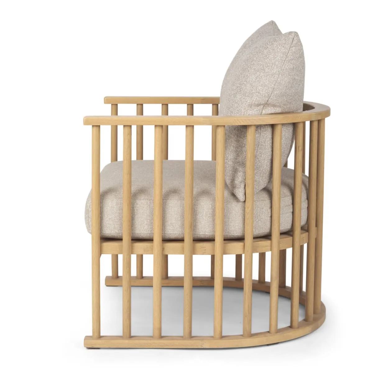 Kopari Accent Chair Beige Fabric | Light Brown Wood