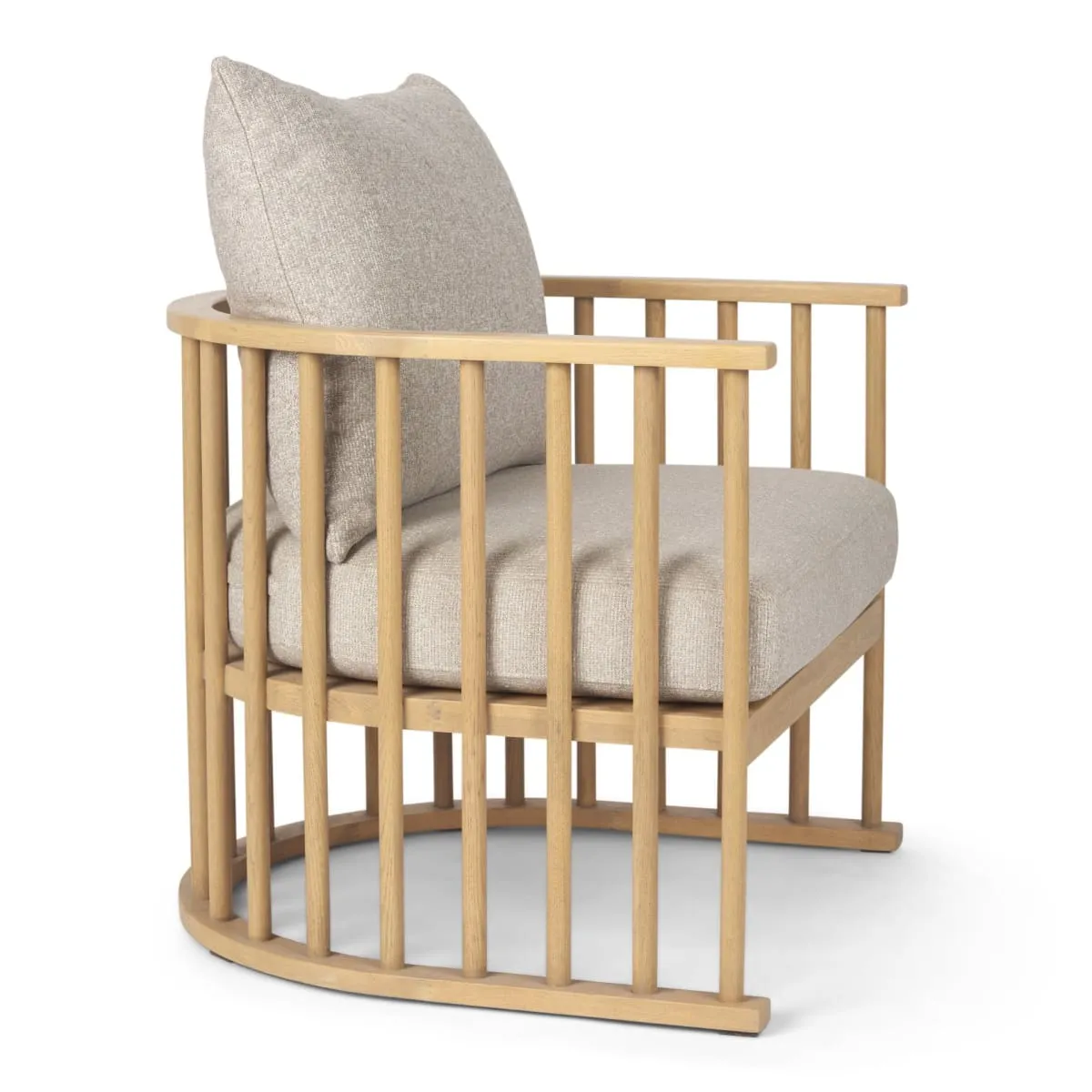 Kopari Accent Chair Beige Fabric | Light Brown Wood