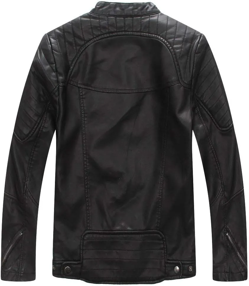 LJYH Boys' Faux Soft Leather Jackets Children Biker Outerwear Coats Black