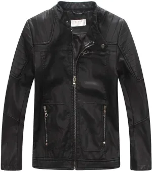 LJYH Boys' Faux Soft Leather Jackets Children Biker Outerwear Coats Black