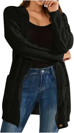 Long Cardigans for Women Lightweight Cozy Long Sleeve Shrug Sweater Oversized Soft Knit Button Cardigan Sweaters