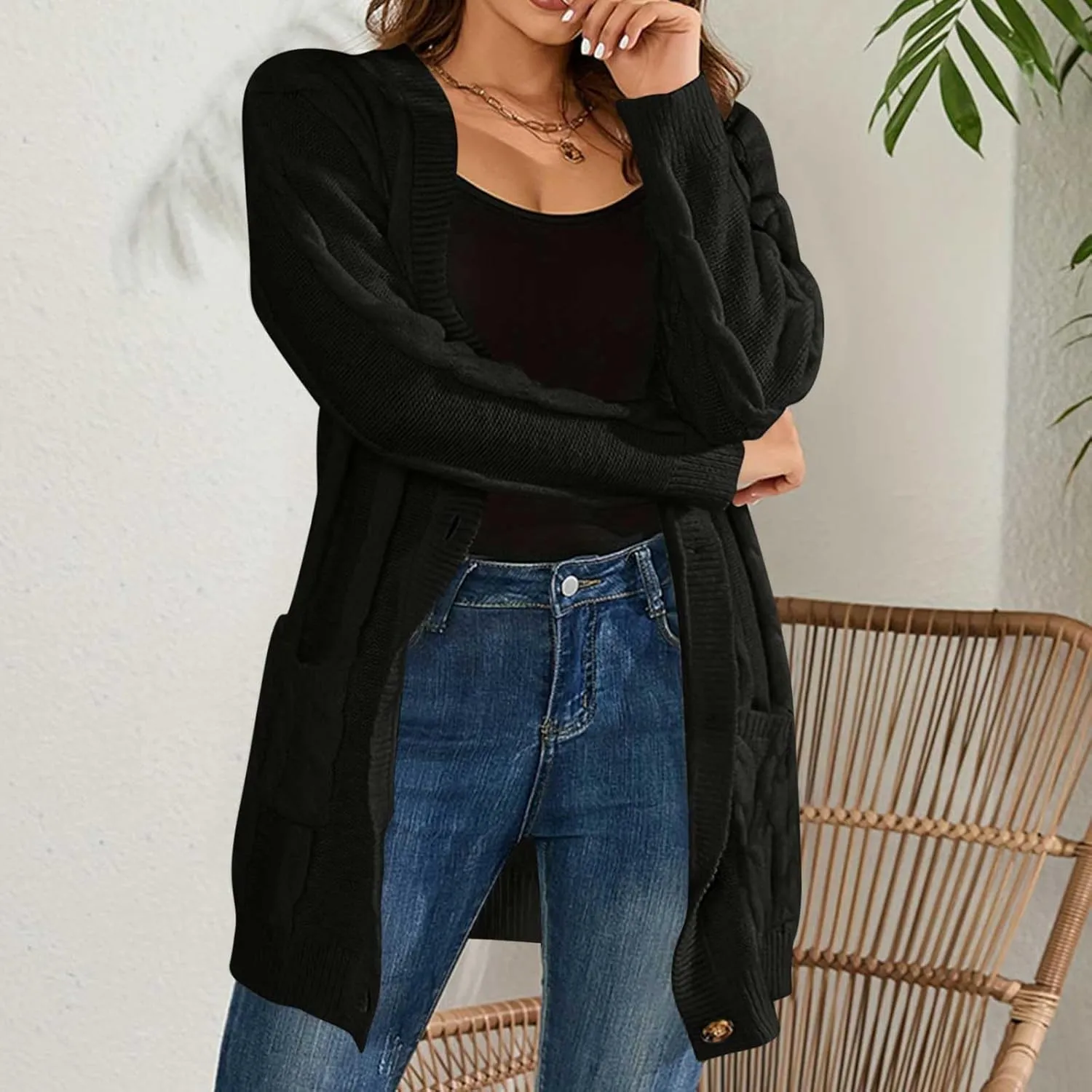 Long Cardigans for Women Lightweight Cozy Long Sleeve Shrug Sweater Oversized Soft Knit Button Cardigan Sweaters