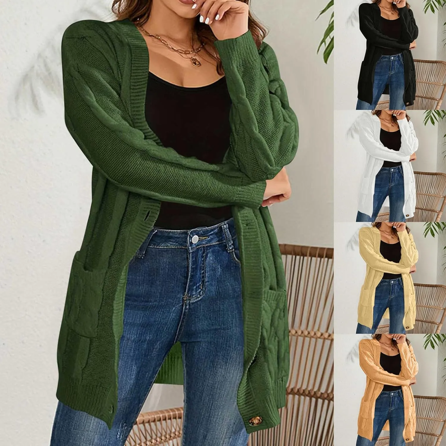 Long Cardigans for Women Lightweight Cozy Long Sleeve Shrug Sweater Oversized Soft Knit Button Cardigan Sweaters