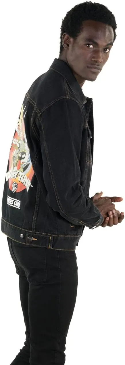 Members Only Men's Looney Tunes Denim Trucker Slim Fit Jacket