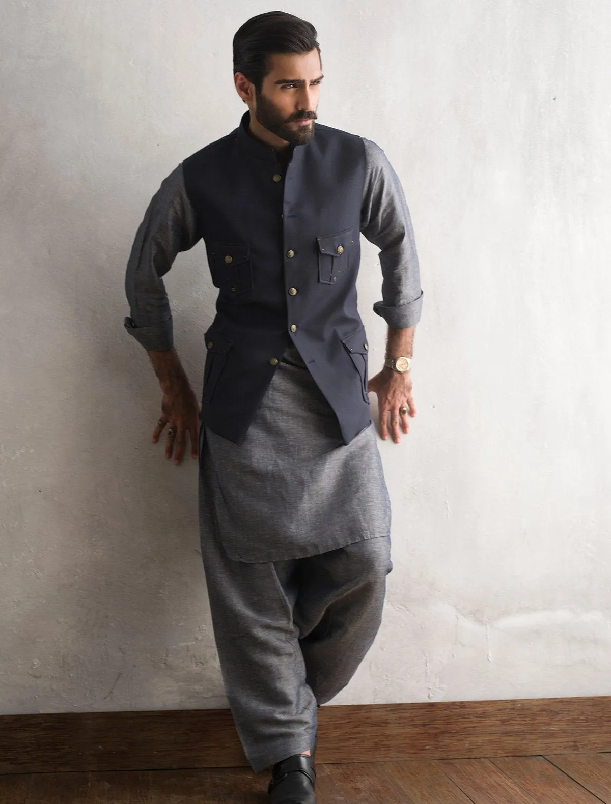 NAVY BLUE FOUR POCKET WAISTCOAT