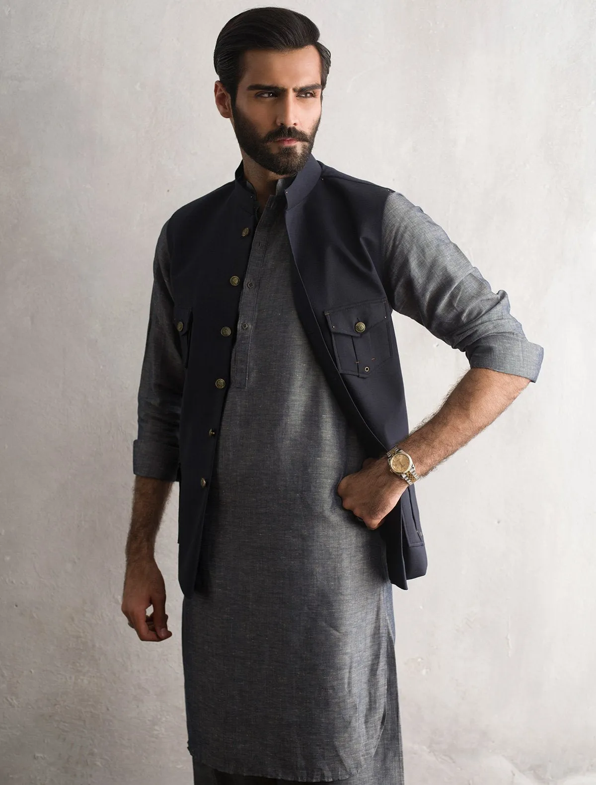 NAVY BLUE FOUR POCKET WAISTCOAT