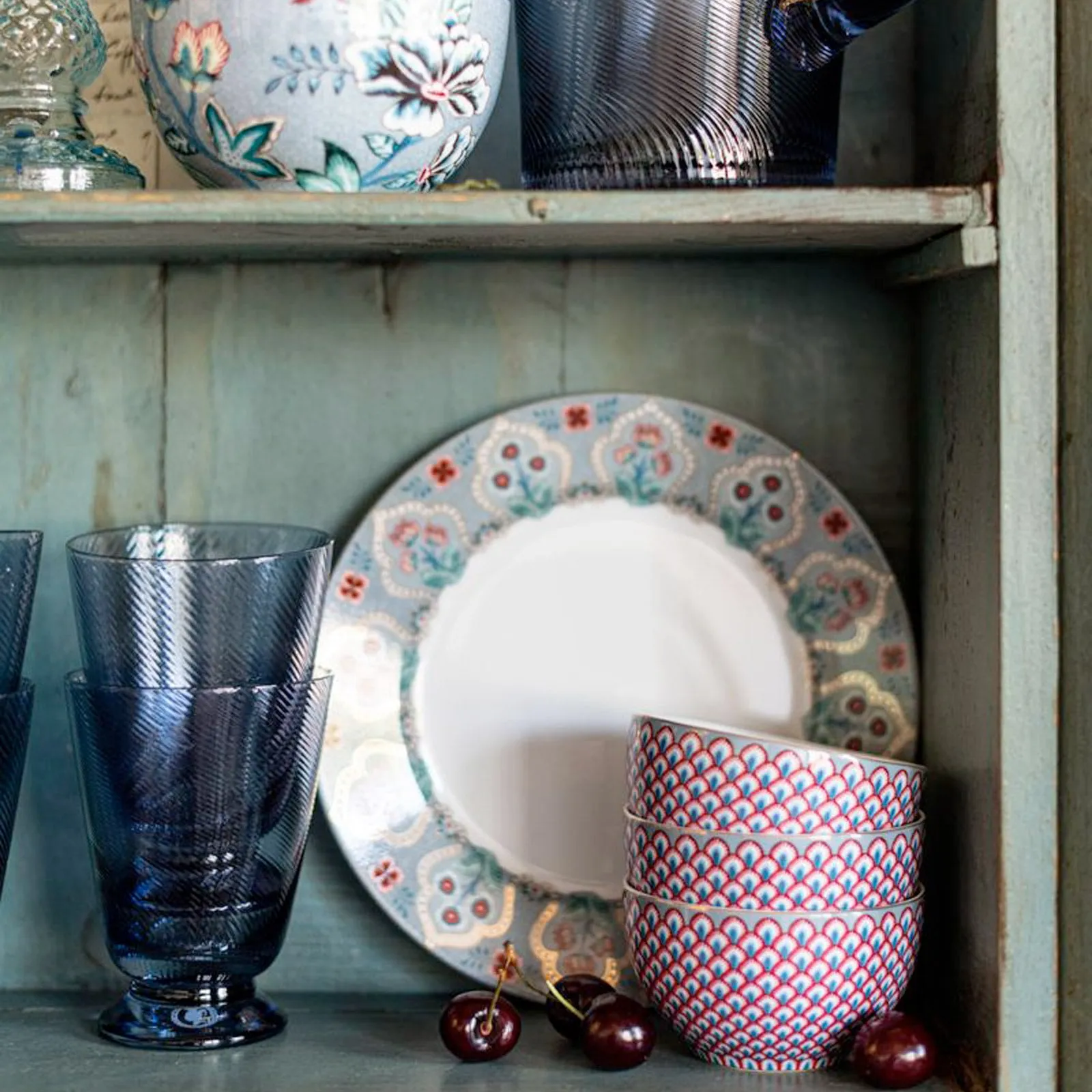 Pip Studio Flower Festival Breakfast Set - Light Blue
