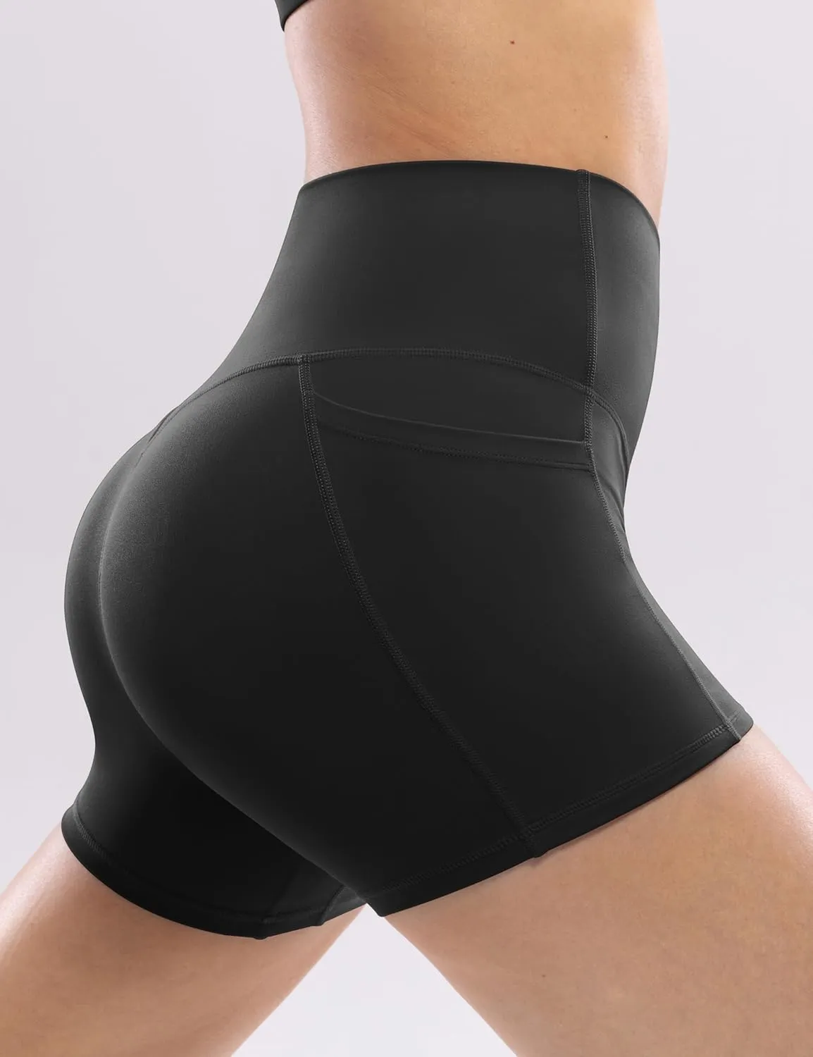 POSHDIVAH Women's Creamluxe Yoga Shorts with Pockets - 4"/6"/8" High Waisted Spandex Workout Volleyball Running Biker Shorts