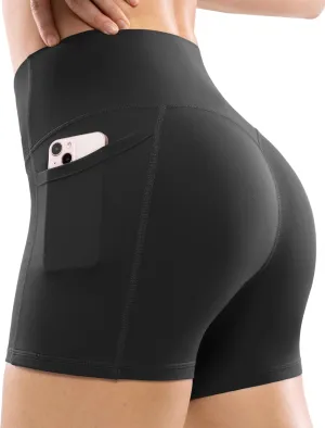 POSHDIVAH Women's Creamluxe Yoga Shorts with Pockets - 4"/6"/8" High Waisted Spandex Workout Volleyball Running Biker Shorts