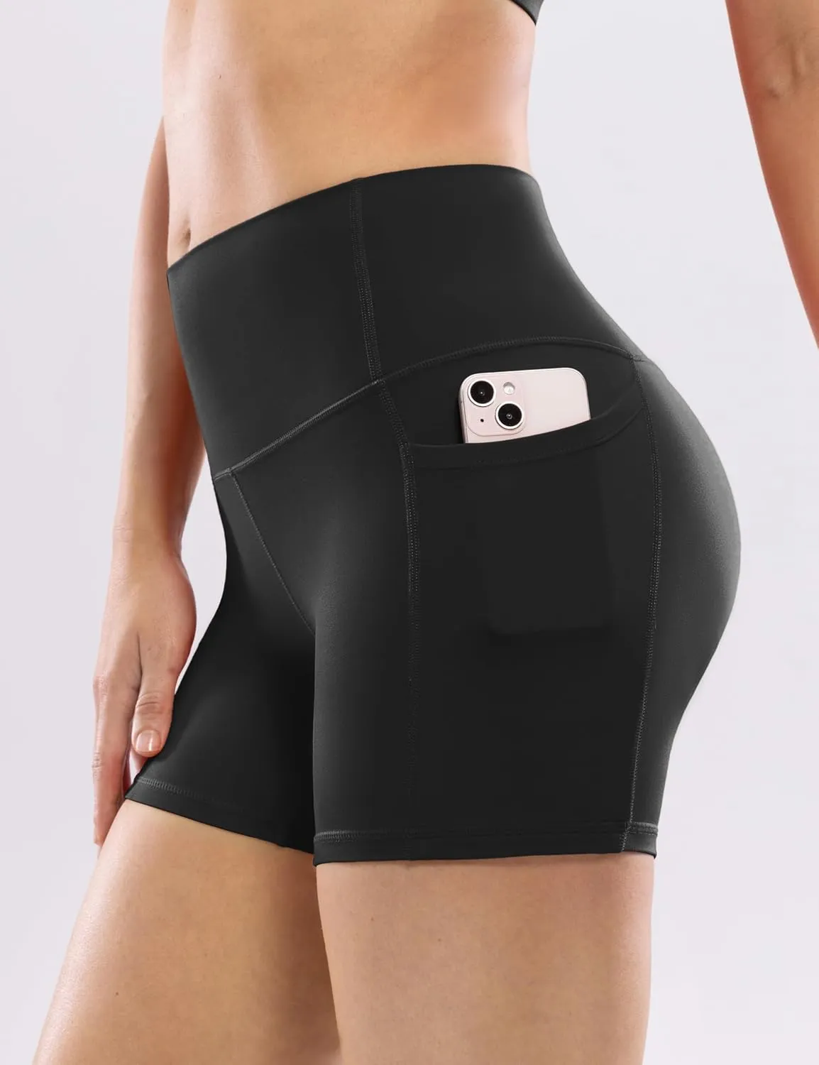 POSHDIVAH Women's Creamluxe Yoga Shorts with Pockets - 4"/6"/8" High Waisted Spandex Workout Volleyball Running Biker Shorts