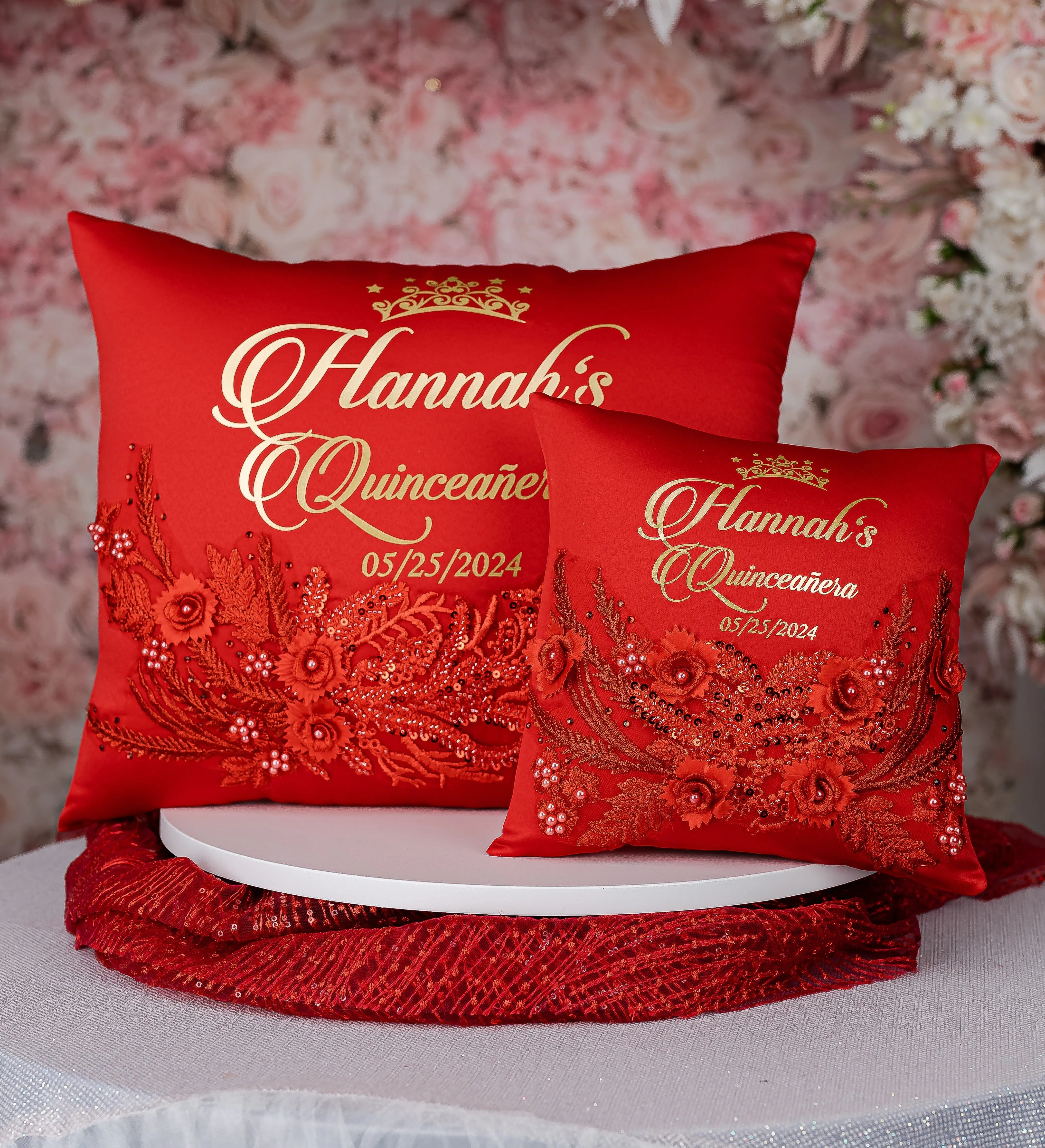 Red last teddy bear for quinceanera