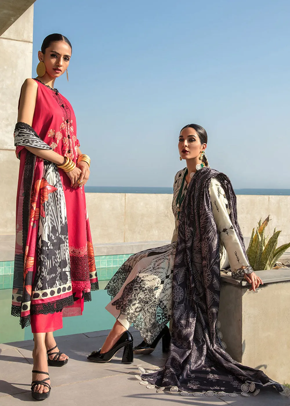 Red Luxury Lawn Suit | Rang Rasiya | Florence Lawn '23 | FREESIA - D2