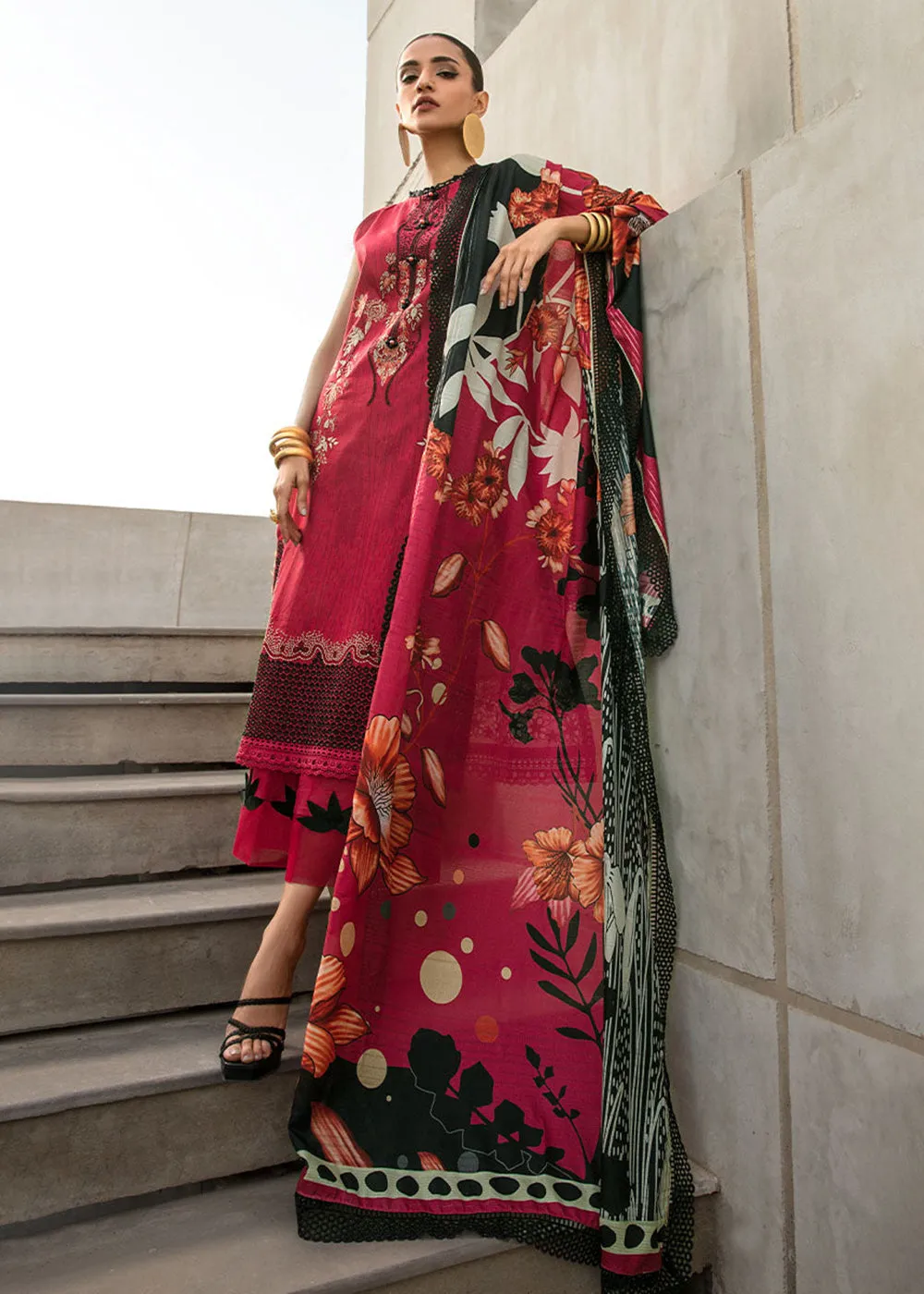 Red Luxury Lawn Suit | Rang Rasiya | Florence Lawn '23 | FREESIA - D2