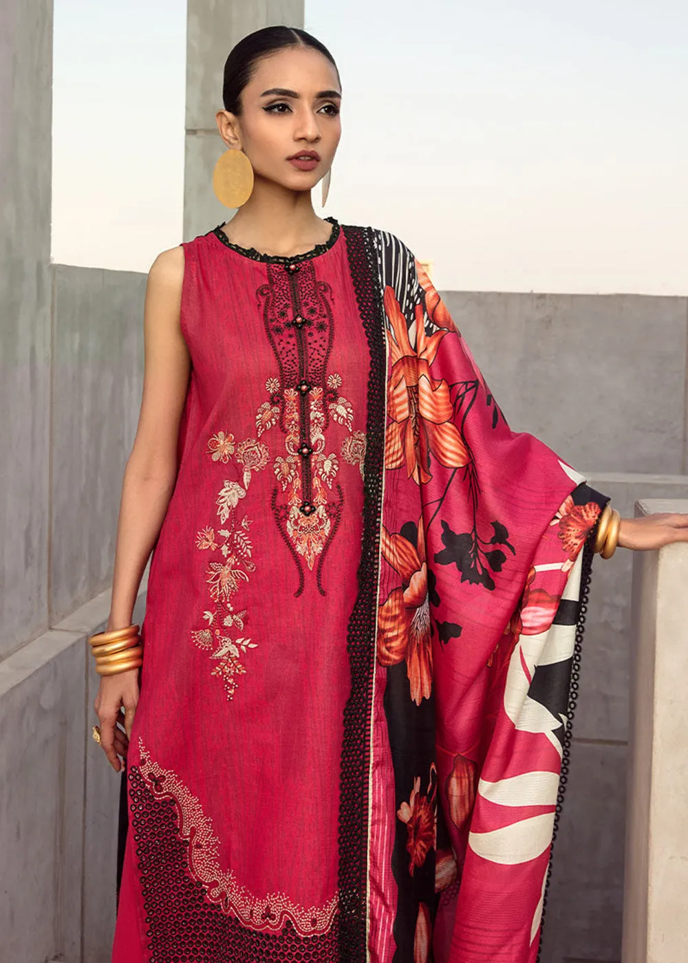 Red Luxury Lawn Suit | Rang Rasiya | Florence Lawn '23 | FREESIA - D2